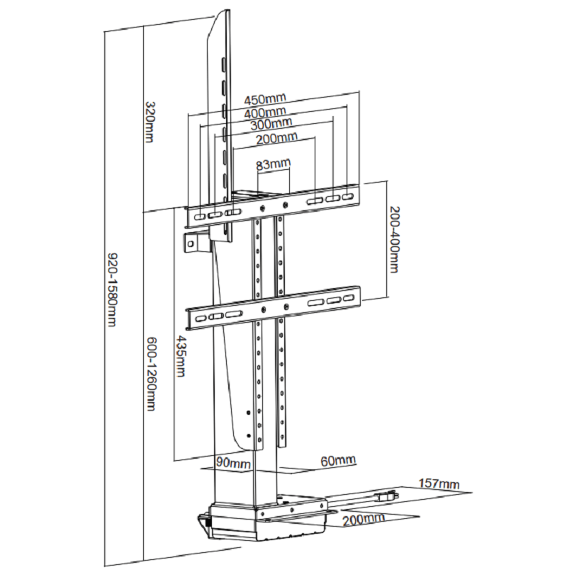 DQ Wall-Support Ares 660 S - Ascenseur TV électrique