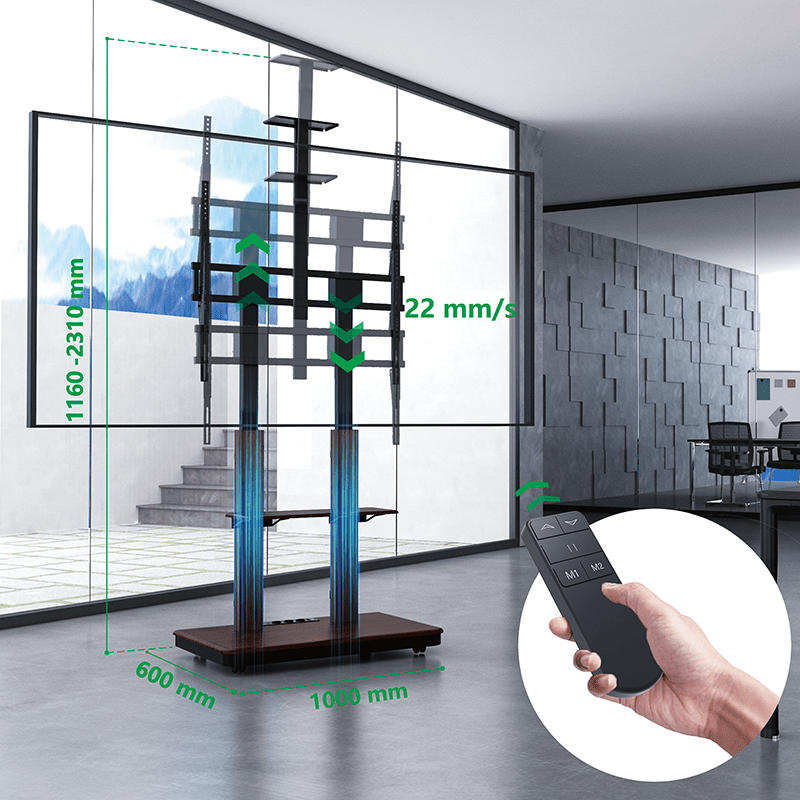XTRARM Duolite noir/noyer Mobile – Meuble TV électrique sur pied