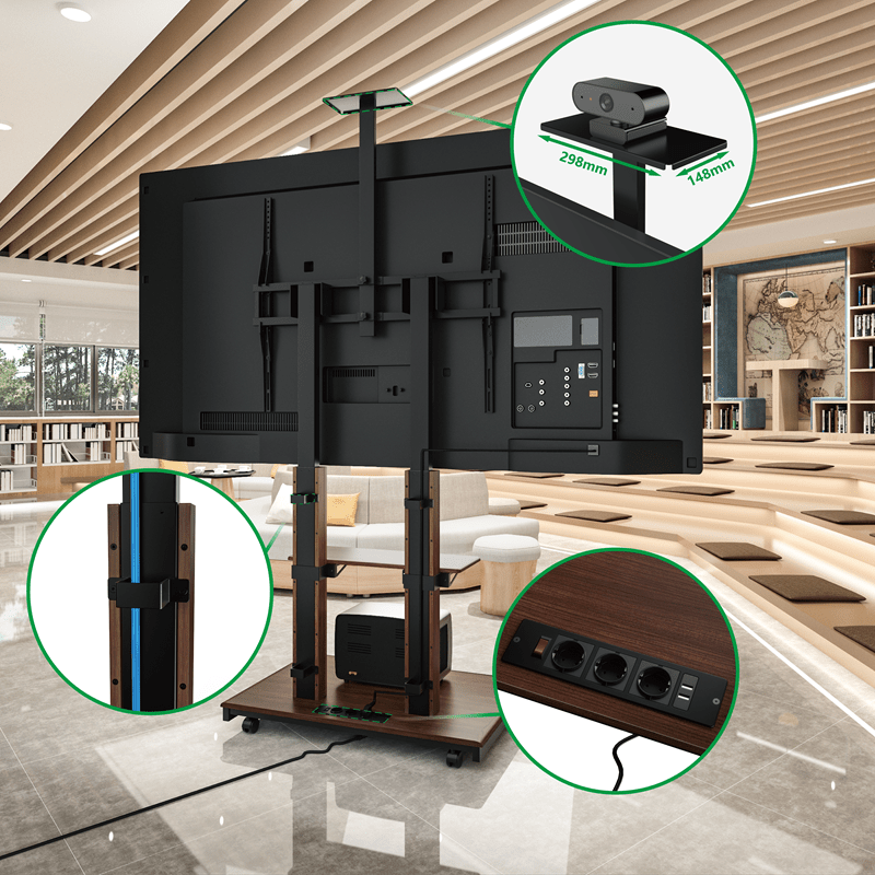 XTRARM Duolite noir/noyer Mobile – Meuble TV électrique sur pied