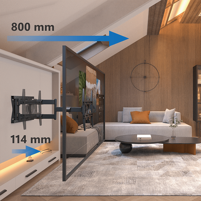 DQ Support Mural Hercules 2.0 80 cm Flex - Support TV Mural Noir