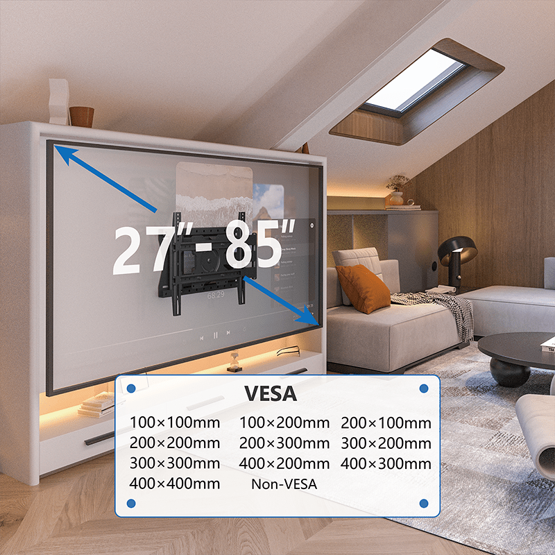 DQ Support Mural Hercules 2.0 80 cm Flex - Support TV Mural Noir