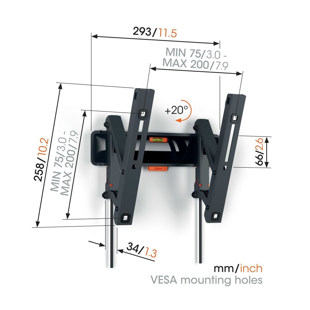 Vogel's TVM 3215 PETIT SUPPORT MURAL INCLINABLE