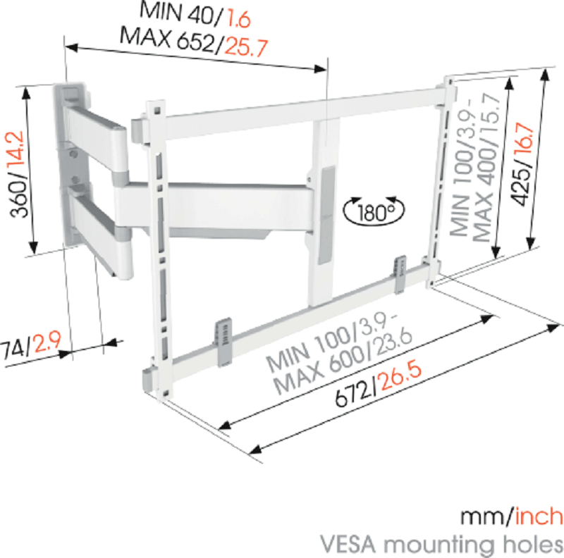Vogel's TVM 5645 Meuble TV Draaibare 40 -77 pouces blanc