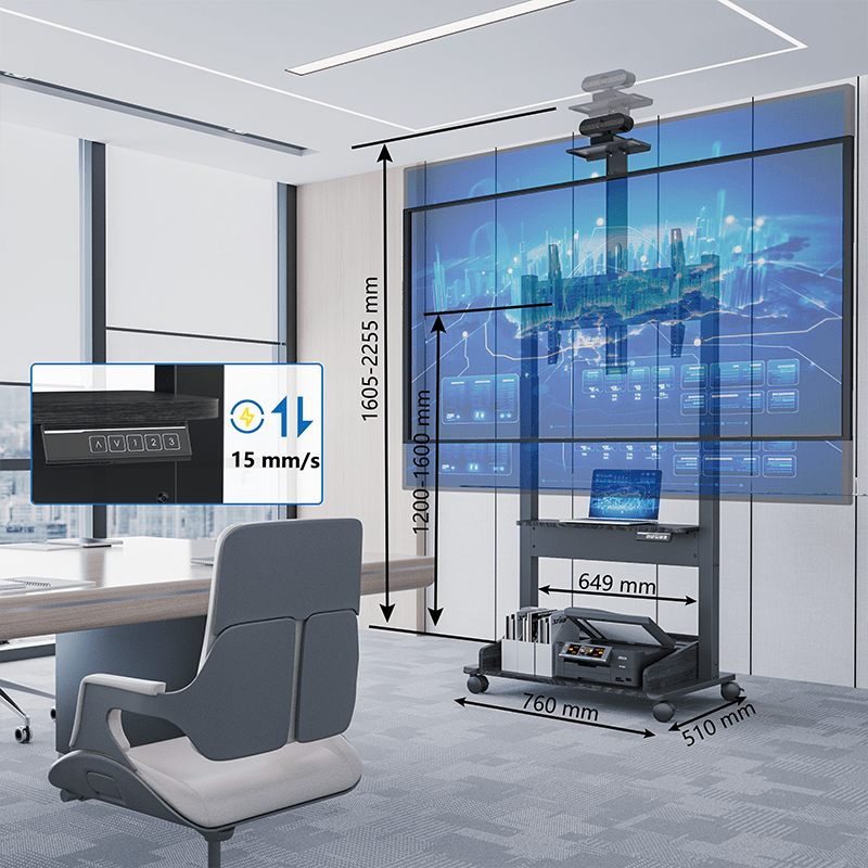 DQ Wall-Support Zelos noir Mobile – Meuble TV électrique sur pied