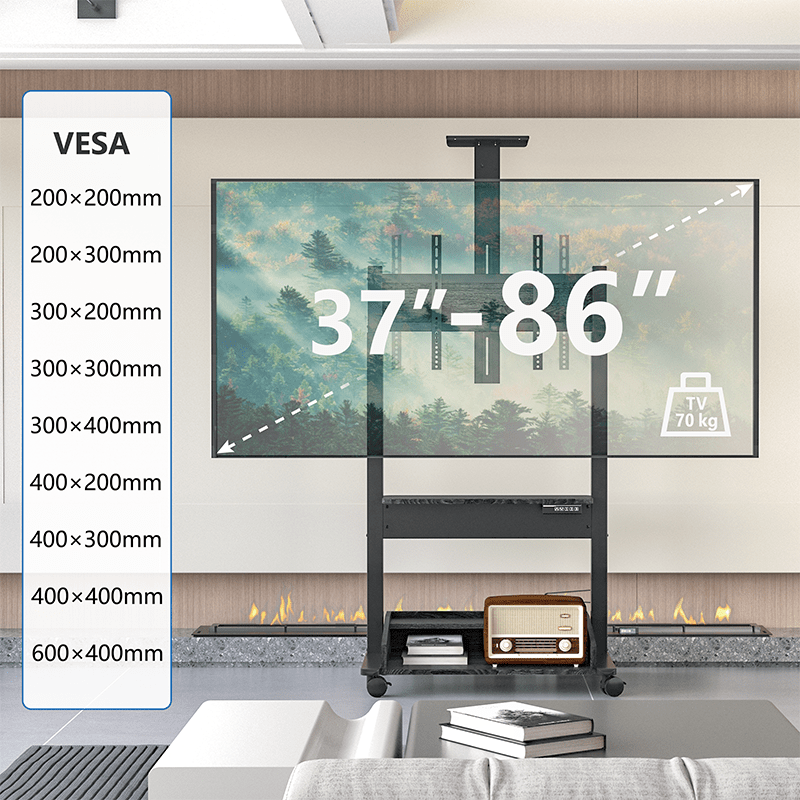 DQ Wall-Support Zelos noir Mobile – Meuble TV électrique sur pied