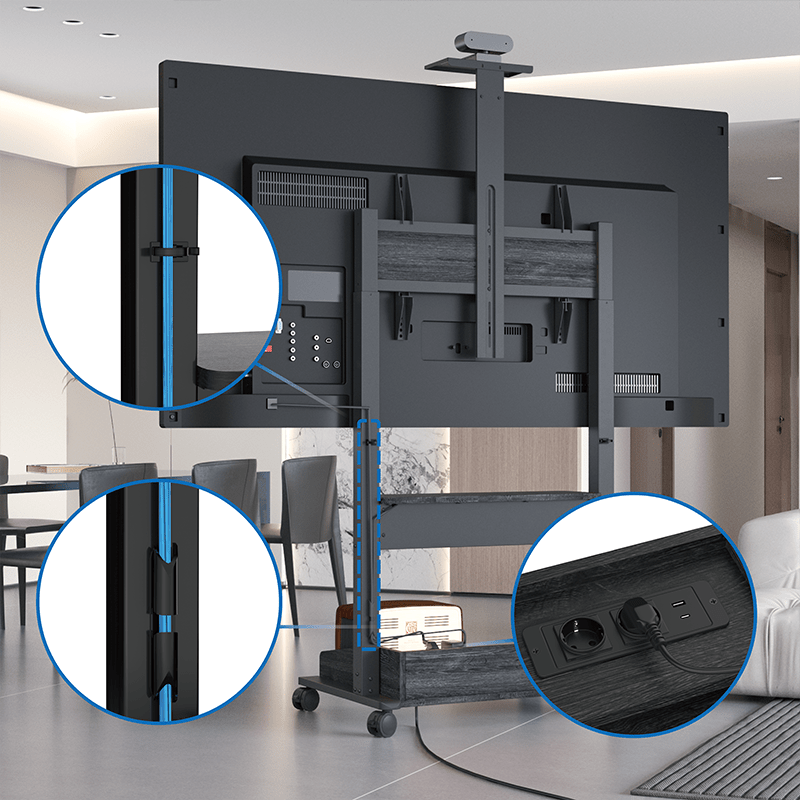 DQ Wall-Support Zelos noir Mobile – Meuble TV électrique sur pied