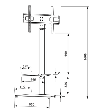 DQ Wall-Support Adrian 1 Mobil Soporte - Soporte Tv de suelo Nero
