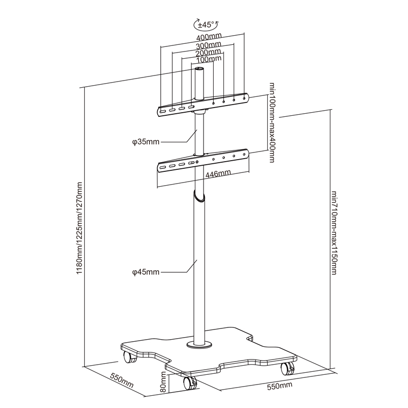 XTRARM Arius X Soporte Tv de pie Negro