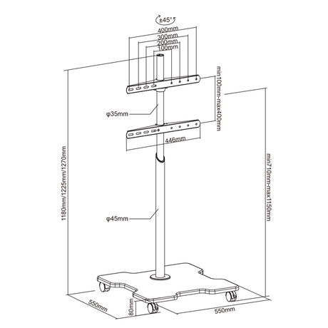XTRARM Arius X Soporte Tv de pie Negro