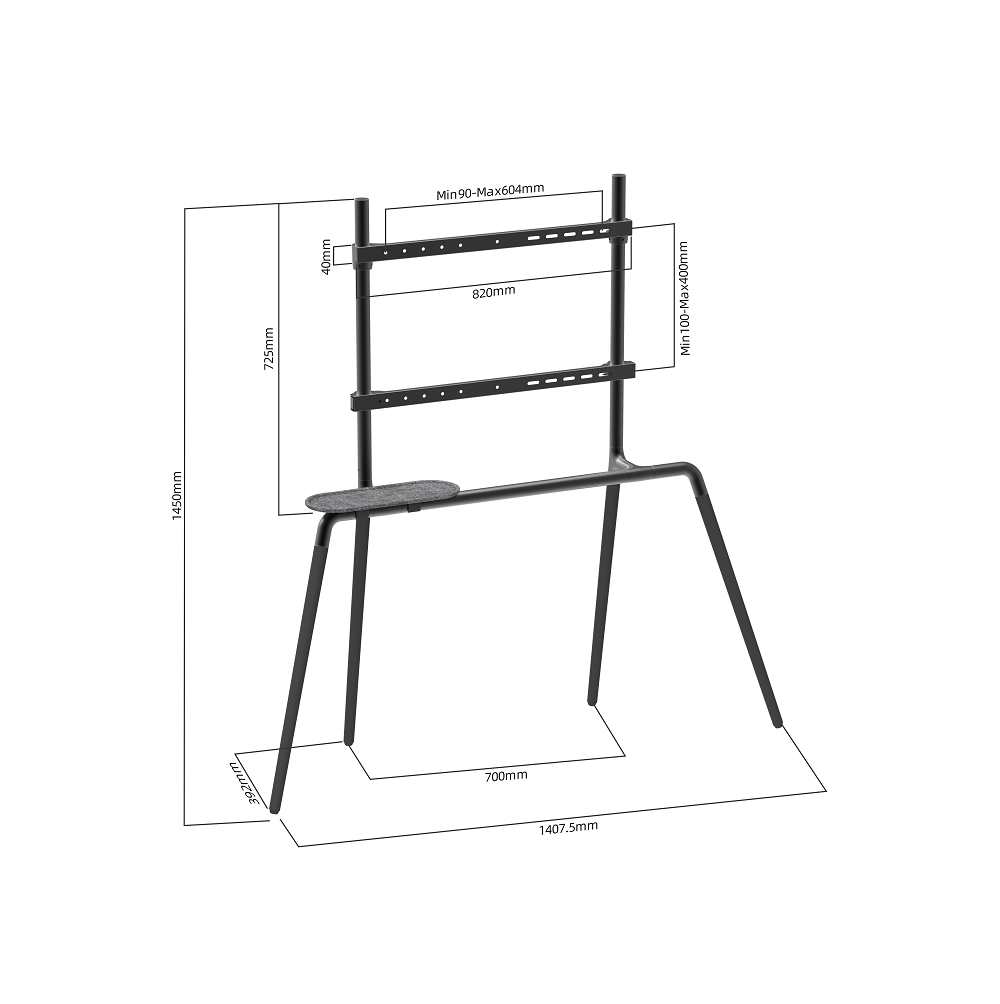 XTRARM Ayta Negro - TV Soporte de suelo