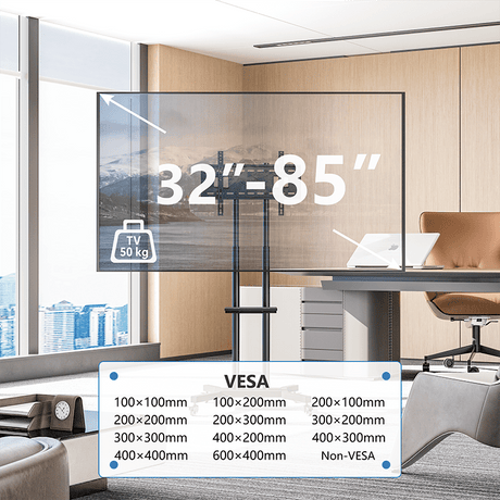 DQ Wall-Support Cato negro Móvil – Soporte Tv de pie