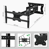 XTRARM Cratos 100 cm doble Rotate VESA 600 TV - Soporte TV de pared Negro