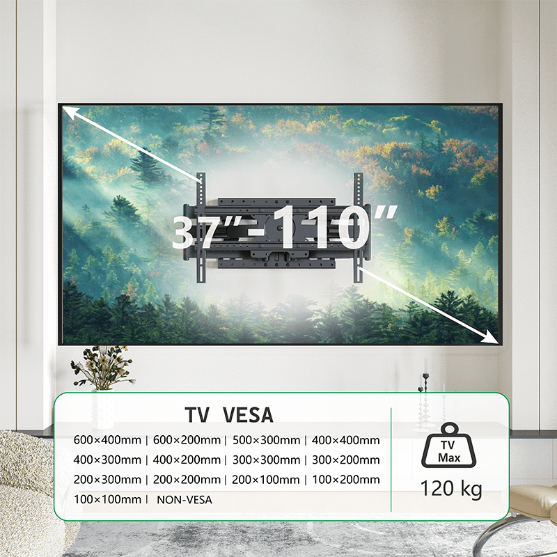 XTRARM Cratos 80 cm doble Rotate VESA 600 - Soporte TV de pared Negro