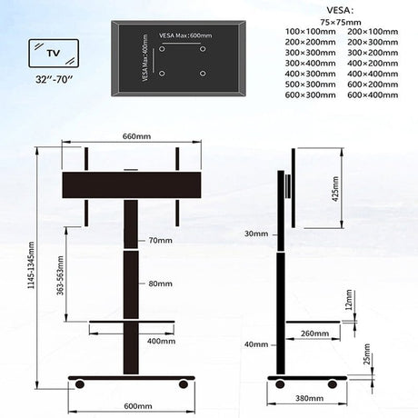 XTRARM Delphos Cereza Móvil – Soporte Tv de pie