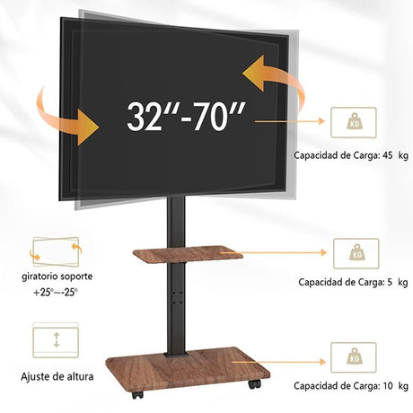 XTRARM Delphos Nogal Móvil – Soporte Tv de pie