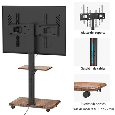 XTRARM Delphos Nogal Móvil – Soporte Tv de pie