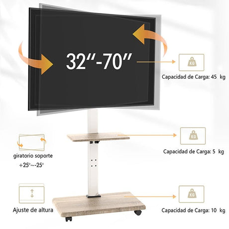 XTRARM Delphos Roble Móvil – Soporte Tv de pie