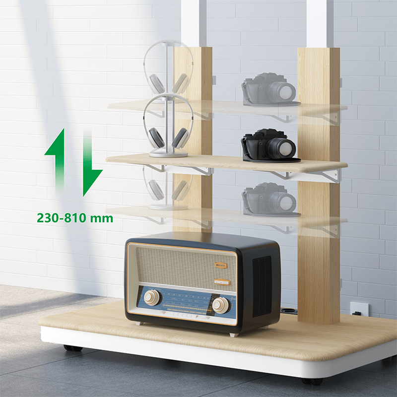 XTRARM Duolite blanco/haya Móvil – Soporte Tv de pie eléctrico