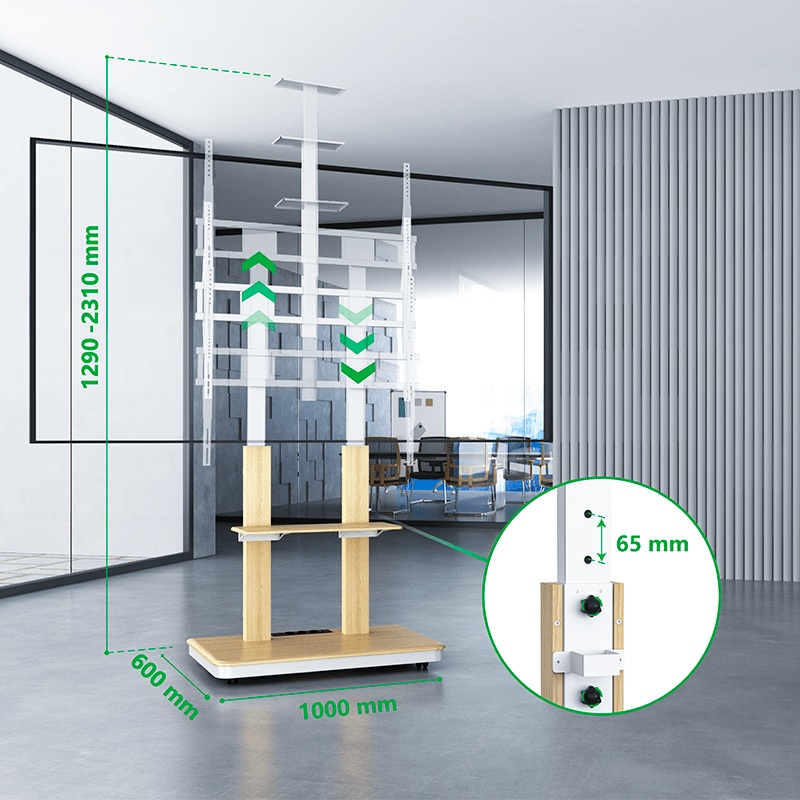 XTRARM Duolite blanco/haya – Soporte Tv de pie Manual