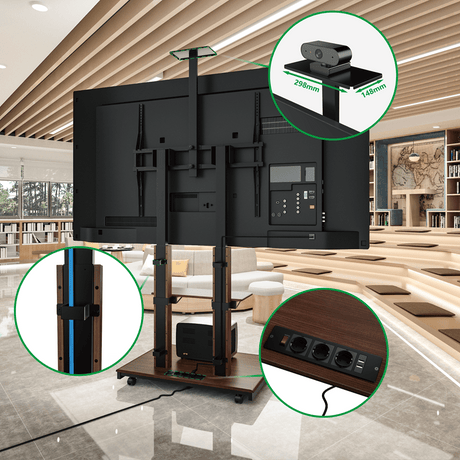 XTRARM Duolite negro/nogal Móvil – Soporte Tv de pie eléctrico