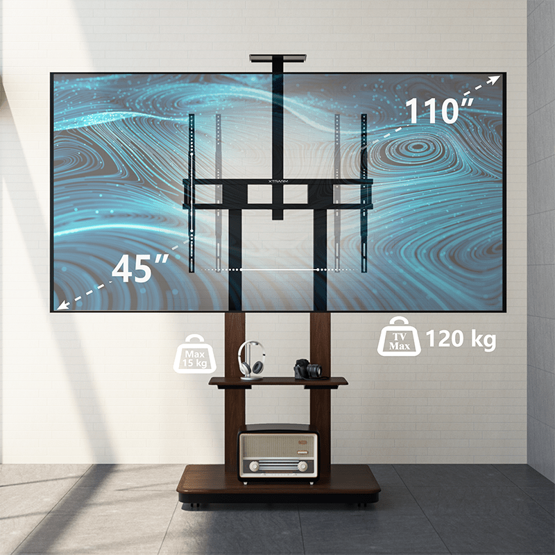 XTRARM Duolite negro/nogal Móvil – Soporte Tv de pie eléctrico
