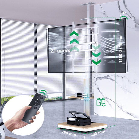 XTRARM Elite blanco/haya Móvil – Soporte Tv de pie eléctrico