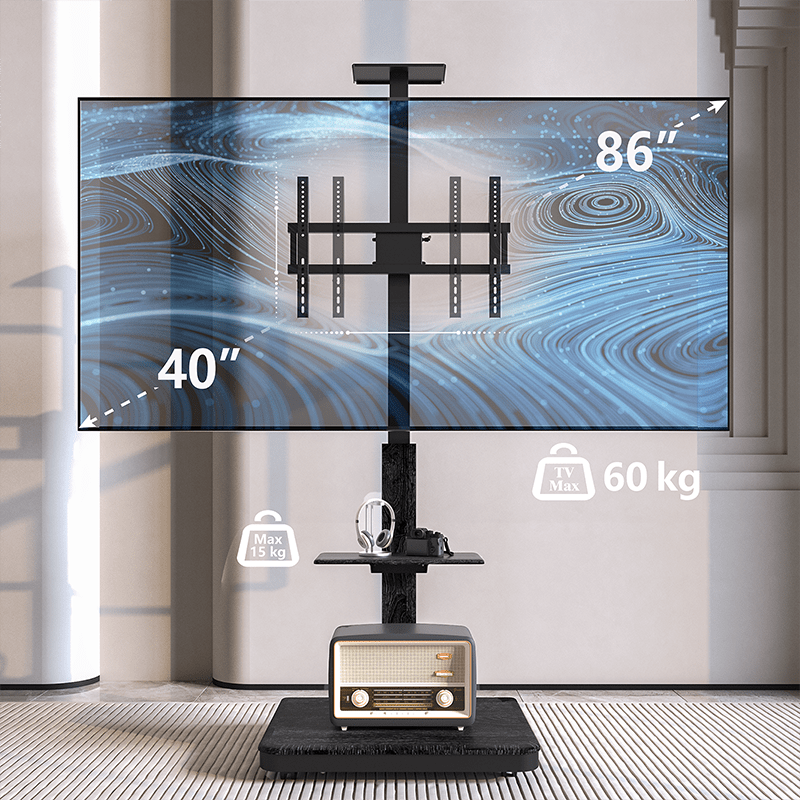 XTRARM Elite negro Móvil – Soporte Tv de pie eléctrico