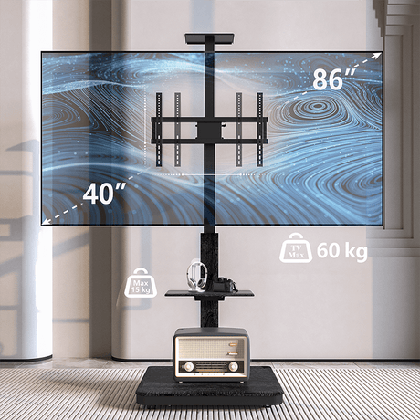 XTRARM Elite negro Móvil – Soporte Tv de pie eléctrico