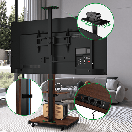 XTRARM Elite negro/nogal Móvil – Soporte Tv de pie eléctrico