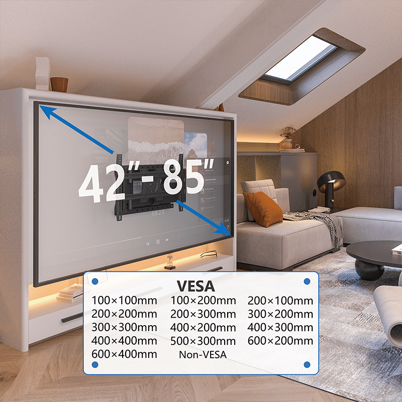 DQ Wall-Support Hercules 2.0 100 cm Flex VESA 600 - Soporte TV de pared Negro