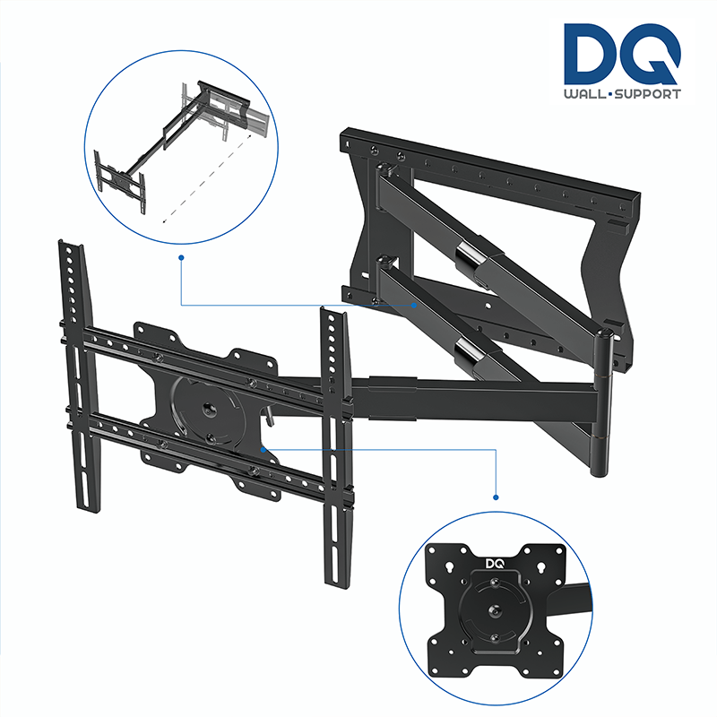 DQ Wall-Support Hercules 2.0 120 cm Flex VESA 400 - Soporte TV de pared Negro