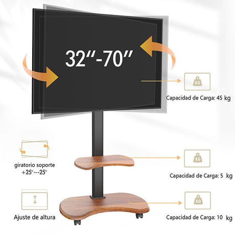XTRARM Stellar nogal/negro Móvil – Soporte Tv de pie