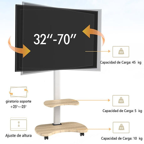 XTRARM Stellar roble/blanco Móvil – Soporte Tv de pie