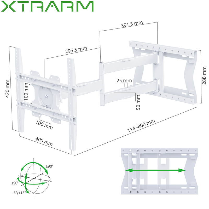 XTRARM Tantal 80 cm Flex - Soporte TV de pared Blanco