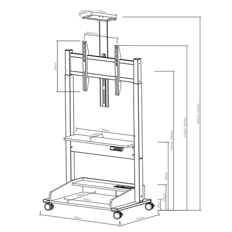 DQ Wall-Support Zelos negro Móvil – Soporte Tv de pie eléctrico