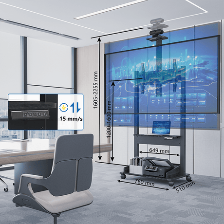 DQ Wall-Support Zelos negro Móvil – Soporte Tv de pie eléctrico