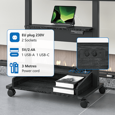 DQ Wall-Support Zelos negro Móvil – Soporte Tv de pie eléctrico