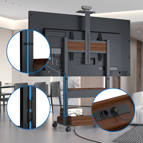 DQ Wall-Support Zelos nogal negro Móvil – Soporte Tv de pie eléctrico