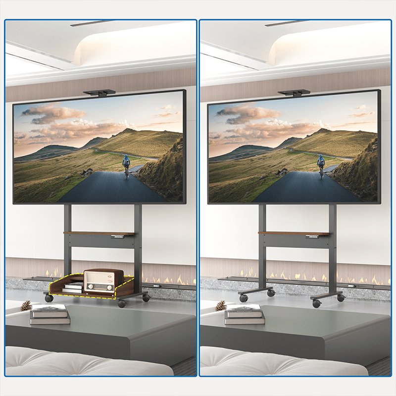 DQ Wall-Support Zelos nogal negro Móvil – Soporte Tv de pie eléctrico